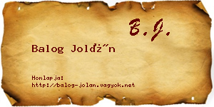 Balog Jolán névjegykártya
