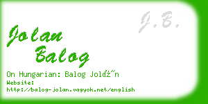 jolan balog business card